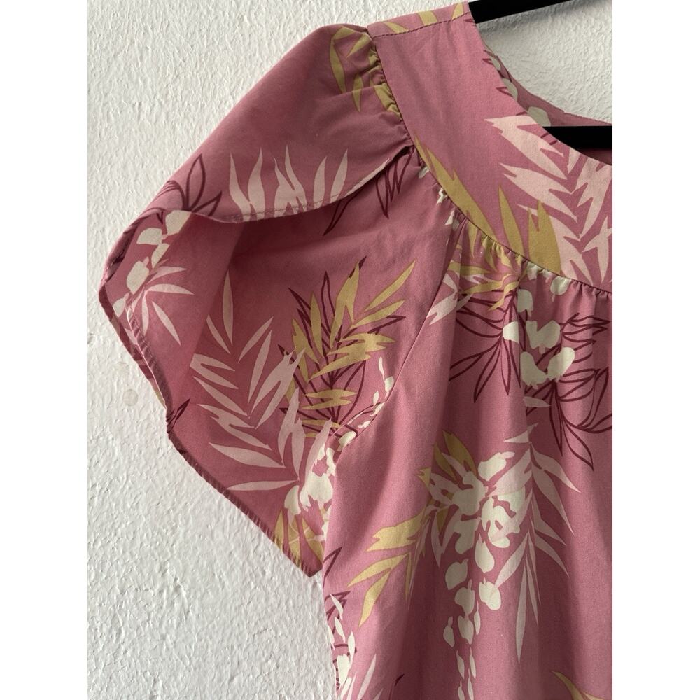 Hilo Hattie's Hawaiian Midi Dress Size Lg Cotton Pink Muu Muu Caftan Vacation - Picture 4 of 12